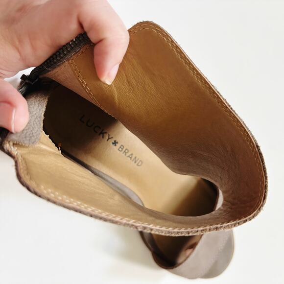 Lucky Brand Taupe Brown Suede Leather Low Block Heel Shoes Size 9 - Picture 10 of 10